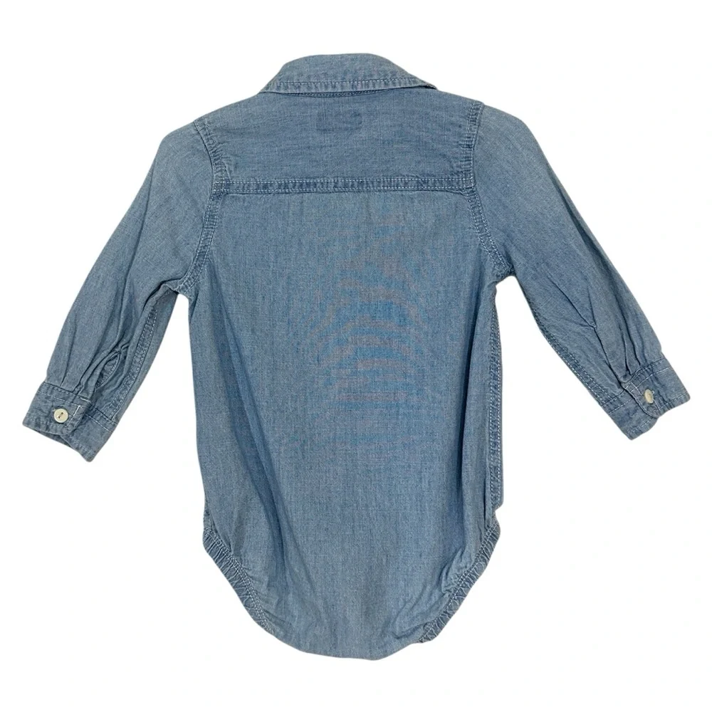 Oshkosh B’gosh Baby Boys Chambray/Denim Long Sleeve Button Front Bodysuit